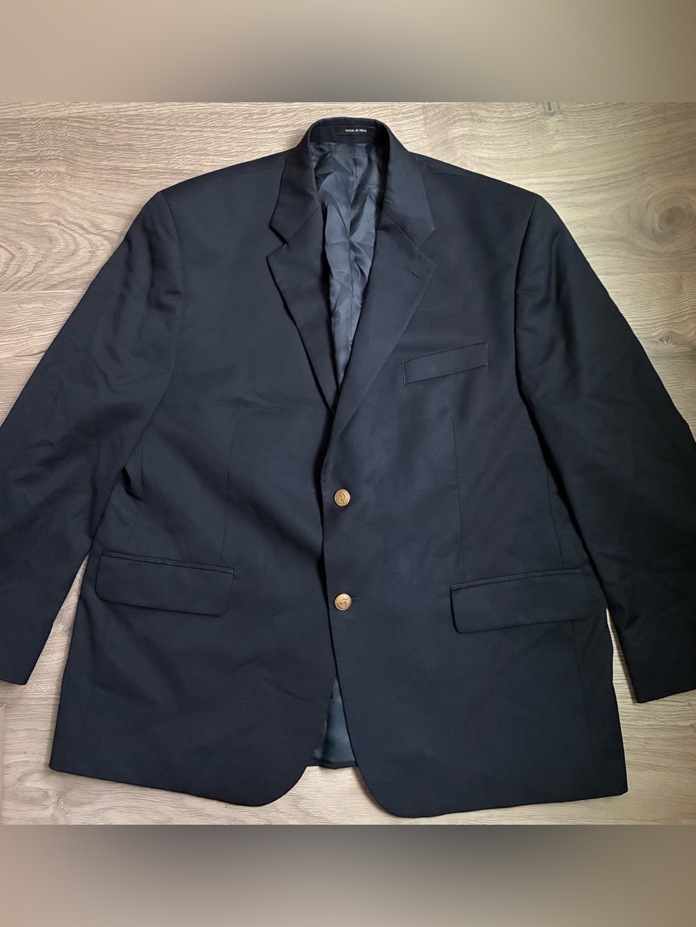 Ralph Lauren Men's 100% Wool Navy Blazer Sport Coat Size 44S Gold Crest Buttons